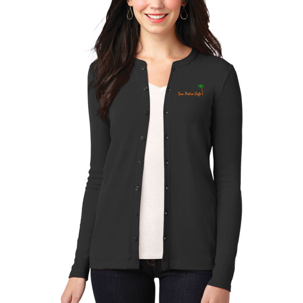 Port Authority® Ladies Concept Stretch Button-Front Cardigan - Embroidered Logo Thumbnail